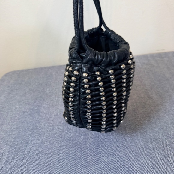 ZARA - Studded Soft Black Drawstring Bucket Bag - Picture 10 of 10